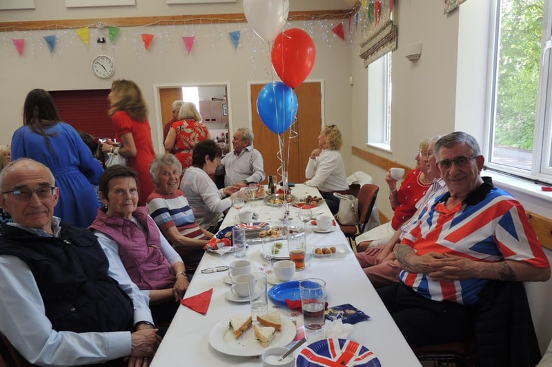 Guests at Aisby's coronation tea party.