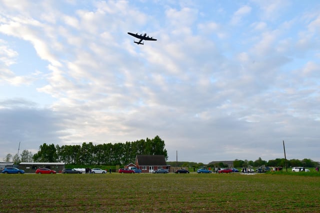 The Lancaster flying over RAF Spilsby.