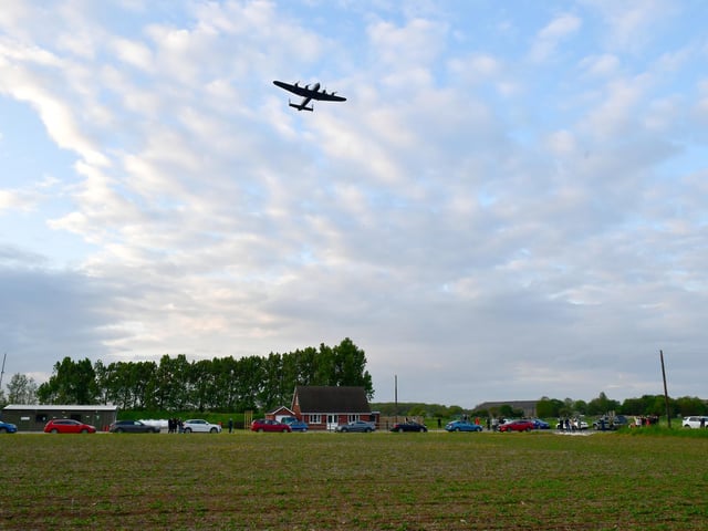 The Lancaster flying over RAF Spilsby.