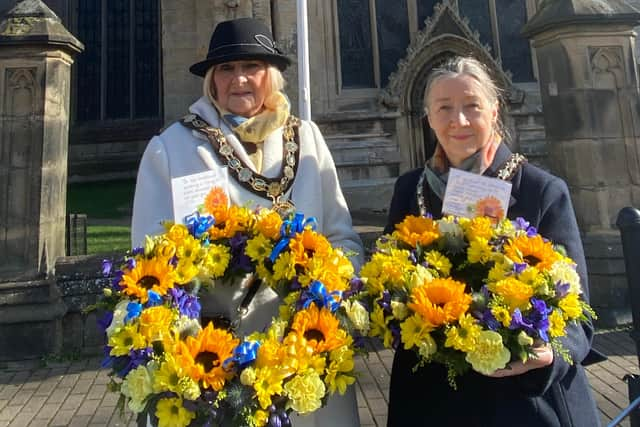 Still supporting Ukrainians in Lincolnshire. Chairman of North Kesteven District Council, Lucille Hagues and Mayor of Sleaford Linda Edwards-Shea.