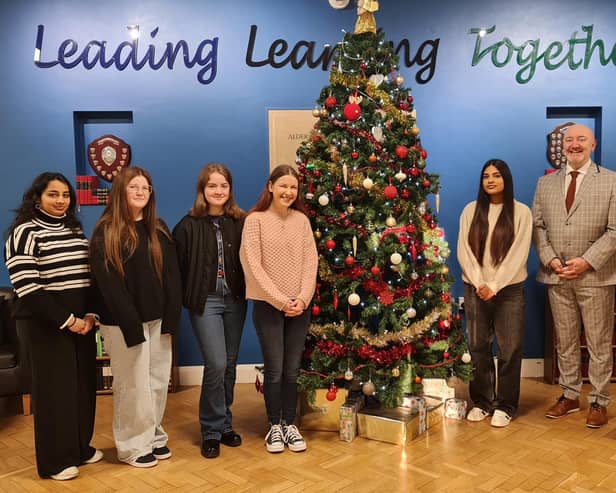 Andrew Fulbrook, alongside the Senior Team of students on his final day at Boston High School before the Christmas break from lessons.