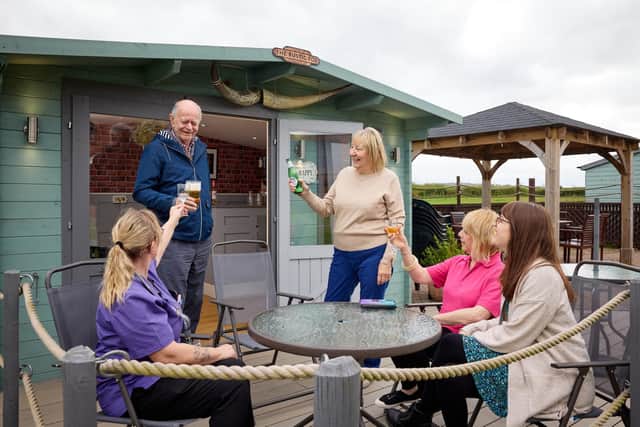 Lena Fox (South Moor Lodge team leader), Edwin Turner (resident), Christine Turner (Edwin's ex wife), Lora Newman (activity co-ordinator) and Diane Briggs (Edwin's daughter)