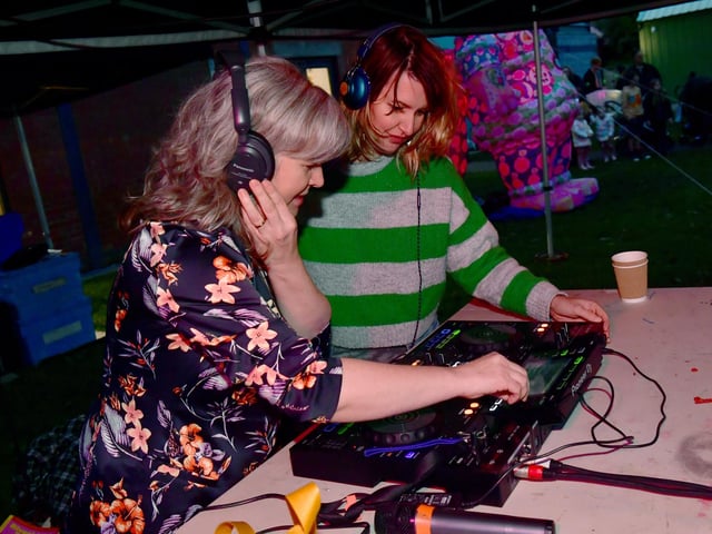 Mothership DJs L-R Jo Roberts and Lindsay McKinnell, for The Hub 20th anniversary disco.