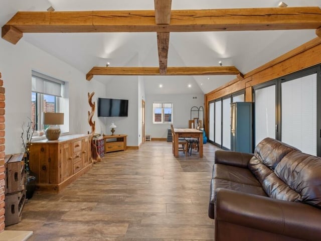 More of the open-plan living/dining/kitchen area in the outbuilding.