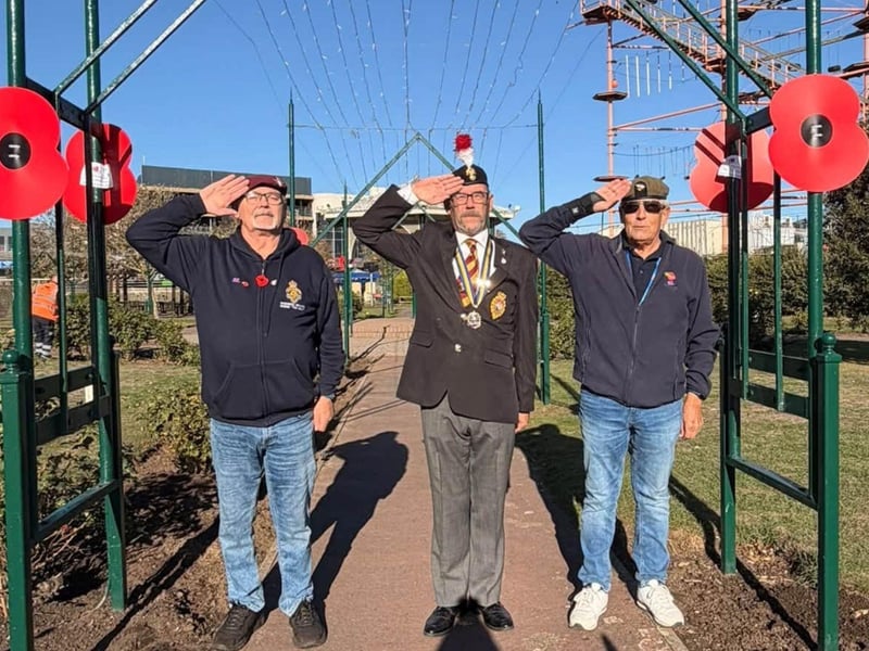 Members of Skegness branch of Royal British Legion with some of the sponsored poppies.