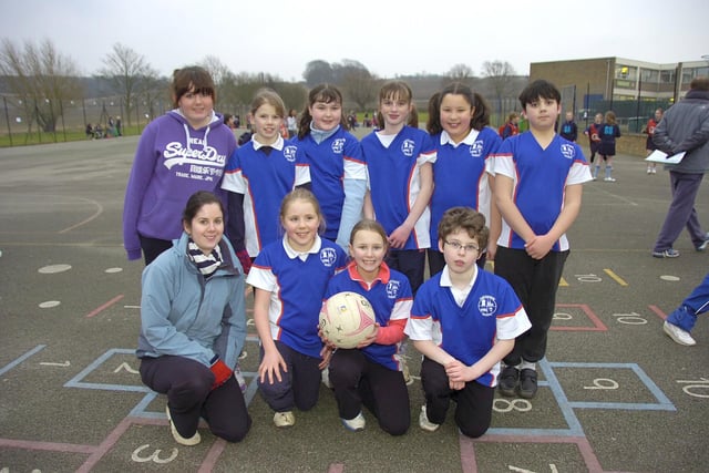 Caythorpe Primary School's team, with team manager Emily Sanderberg and teacher Joanne Hiley.