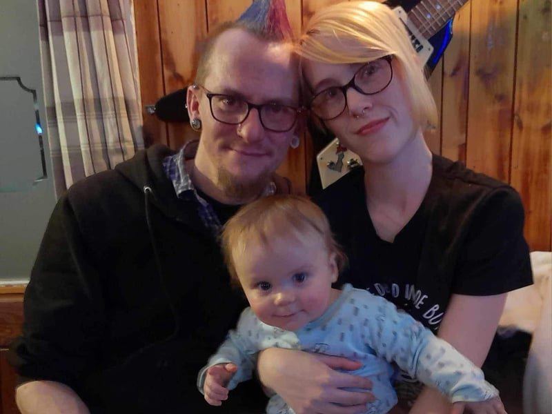 Adi Whiting pictured with his partner Sarah and son Sylvester at the Carps.