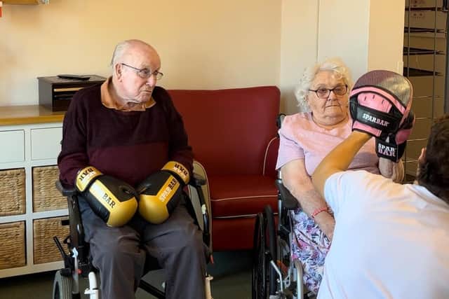Tanglewood resident Olive tries a punch.