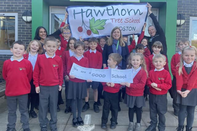 Hawthorn Tree School celebrating its 'good' rating from Ofsted.