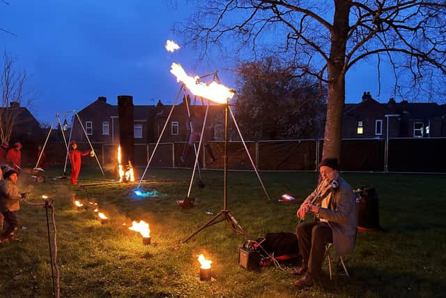 The display was accompanied by live music