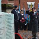 RBL stalwart Les Tranter honouring the fallen at last year's Remembrance event, with Parade Sergeant and Branch Chairman Mick Kenning looking on