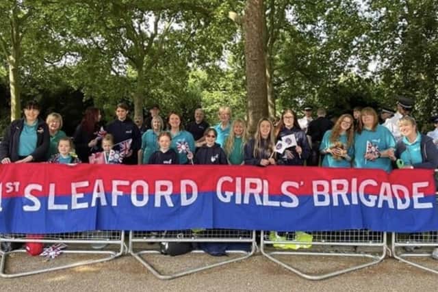 Sleaford 1st Girls' Brigade with their banner on The Mall.