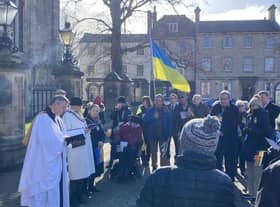 The short service of reflection for the Ukraine war in Sleaford market place. Photo: NKDC