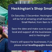 The market will take place on Saturday 2 December at Heckington Village Green, 9am until 12pm.