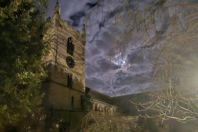 A superbly atmospheric shot from Janet Hughes shows Hucknall's Church of Mary Magdalene at night.