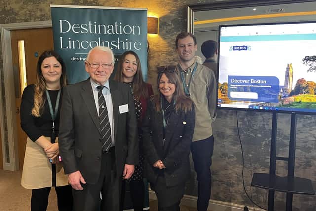 At the launch event ... Pictured (from left), Rebecca Johnson, relationship executive at Destination Lincolnshire; Coun Richard Austin, portfolio holder for heritage at Boston Borough Council; Jennie Lowthian, campaign manager at Destination Lincolnshire; Niki Shepheard, inward investment officer at Boston Borough and East Lindsey District Councils; and Reece Smith, digital executive at Destination Lincolnshire.