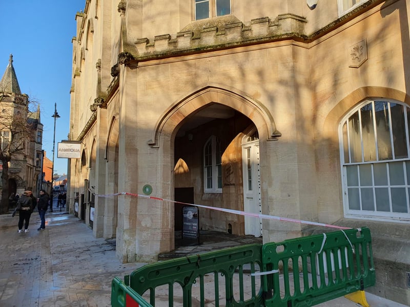The damage is surveyed after a devastating night at the old sessions house in Sleaford. Photo: Andy Hubbert