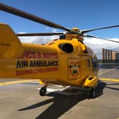 The LNAA helicopter parked outside its new headquarters