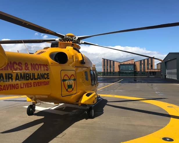 The LNAA helicopter parked outside its new headquarters