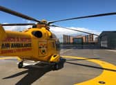 The LNAA helicopter parked outside its new headquarters