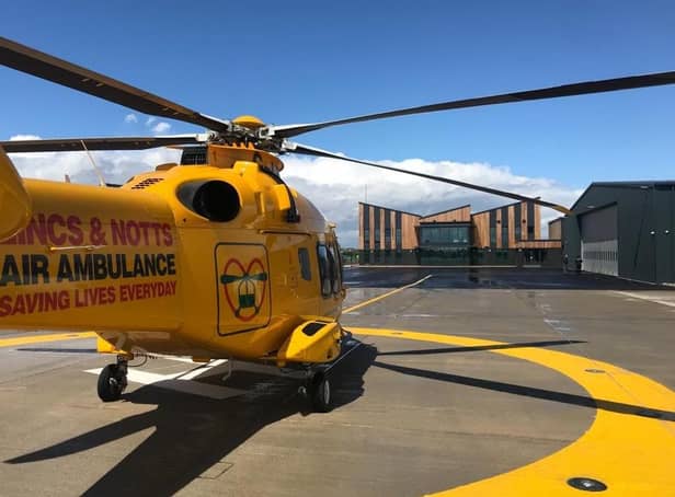 The LNAA helicopter parked outside its new headquarters