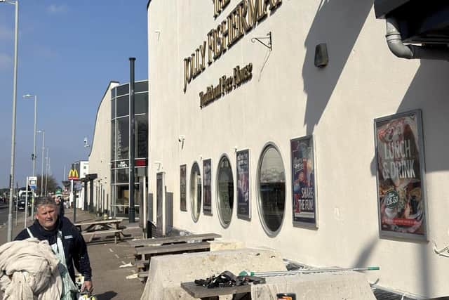 Finishing touches to the stretch of the seafront, including the new-look Embassy Theatre in Skegness.