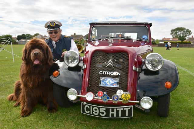 Barry Carr with his Newfoundland dog, Lewis who is the Mablethorpe Coast Watch mascot.