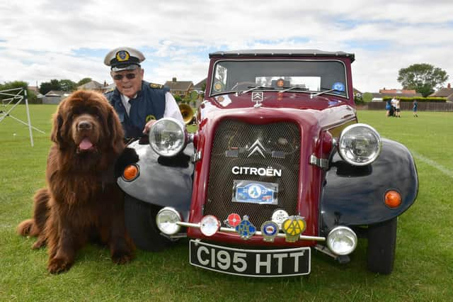 Barry Carr with his Newfoundland dog, Lewis who is the Mablethorpe Coast Watch mascot.