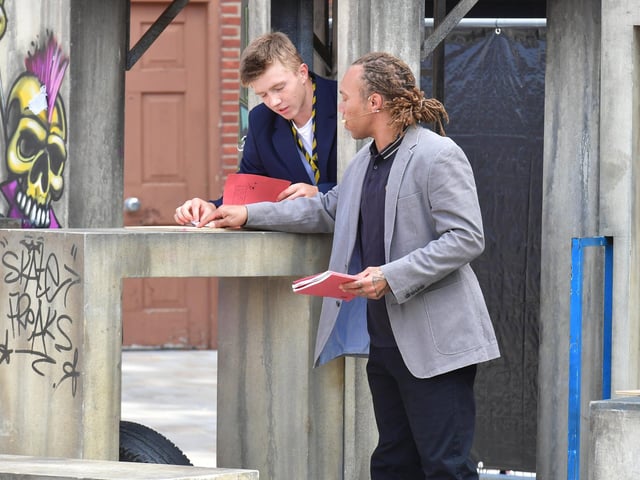 Open air theatre show in Sleaford Market Place, highlighting youth and knife crime