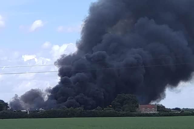 The fire at Newham Lane, Gipsey Bridge.