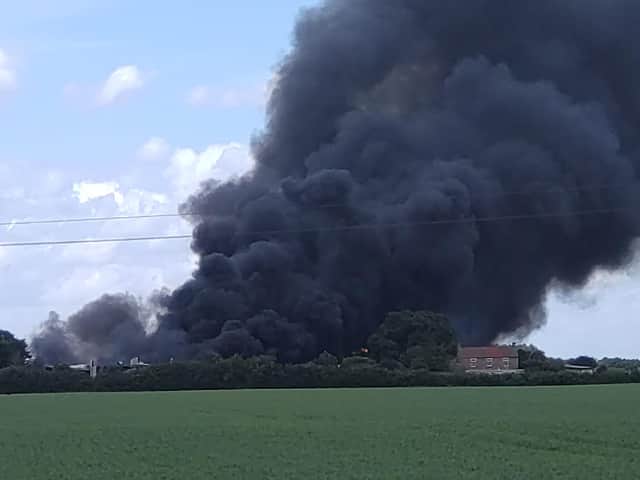 The fire at Newham Lane, Gipsey Bridge.