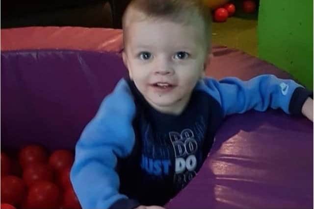 Pictured is toddler Keigan O'Brien, of Doncaster, who died of head injuries in January when he was just two-years-old.