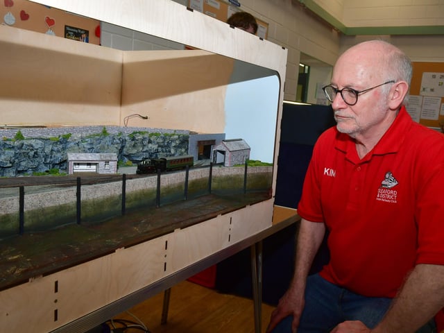 Kim Dowden of Fenton with his Porthllechen layout at the anniversary event. Photo: David Dawson