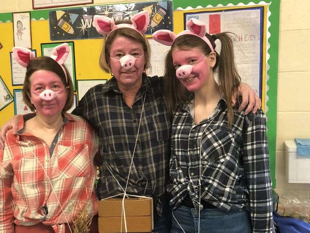 Ruskington Winchelsea School staff as the Three Pigs.