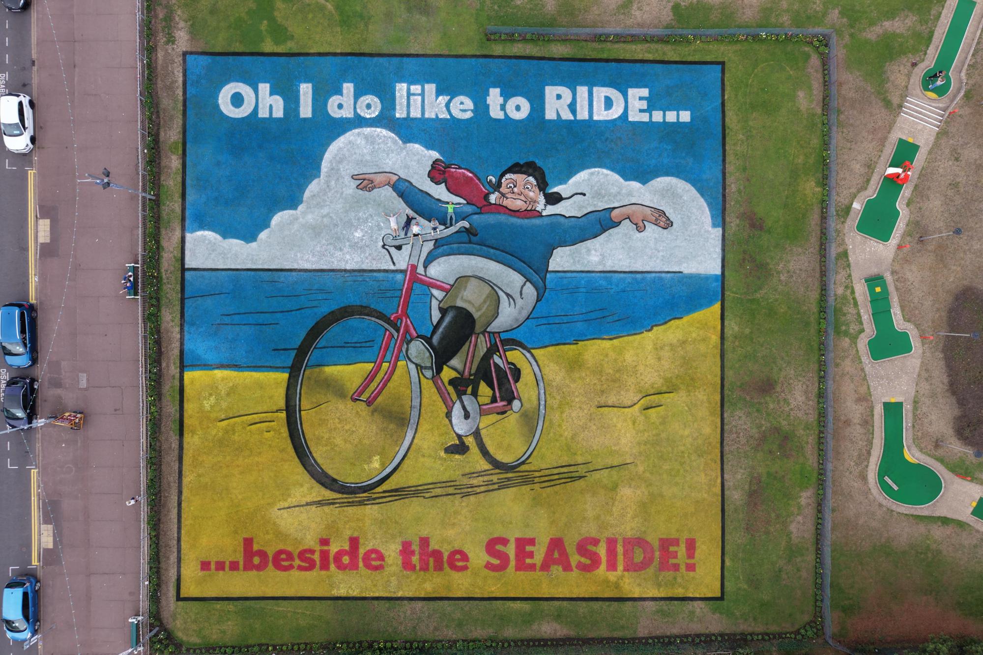 ‘Oh I do like to ride beside the seaside!’ Location: Arnold Palmer Putting Green, North Parade, Skegness, PE25 1BG.