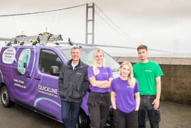 Quickline CEO Sean Royce (left) with Fibre Engineers Katrina Brown, Katie Hook and Keane Parsons.
