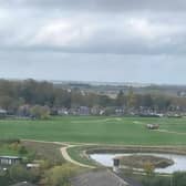Work is ongoing at the Dion's Wood nature reserve - as pictured recently from Pilgrim Hospital.