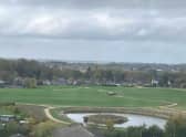 Work is ongoing at the Dion's Wood nature reserve - as pictured recently from Pilgrim Hospital.