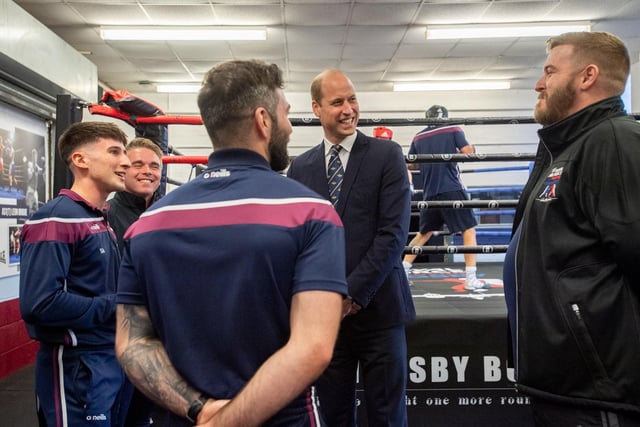 HRH The Prince of Wales visits the RAF Coningsby boxing gym.