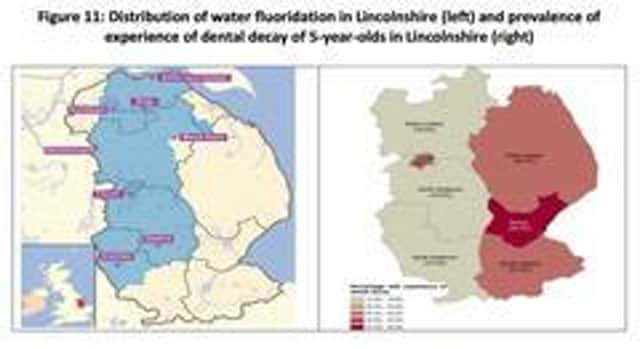 The distribution of water fluoridation in Lincolnshire.
