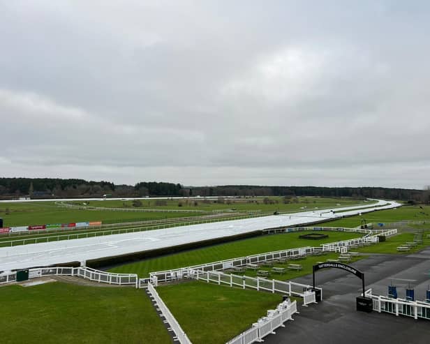 The racecourse track is covered in fleece. Image: Jockey Club