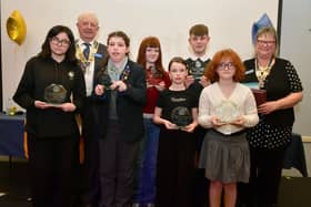 Awards winners with Graham Reams - president of Rotary Club of Sleaford Kesteven, Paula Ireland - President of The Rotary Club of Sleaford. Photos: David Dawson