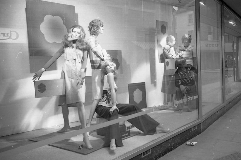 A window display of spring fashions at the time of the launch.