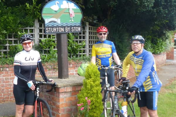 Gainsborough Aegir Cycling Club Members, Maxine Downes, Geoff Garner and Trevor Halstead at Sturton by Stow. Picture by Daniel Nicholson.