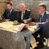 Lincolnshire council leaders signing the devolution proposal.