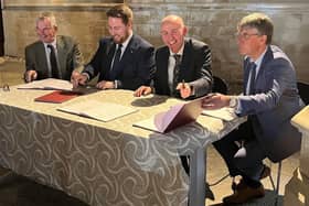 Lincolnshire council leaders signing the devolution proposal.