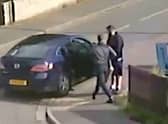 The footage showed the criminals quickly removing the valuable exhaust component