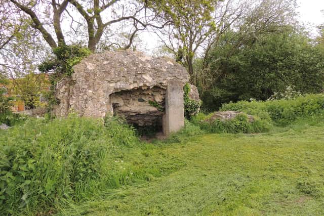 One of the few remaining pieces of stonework on the site of Sleaford Castle.