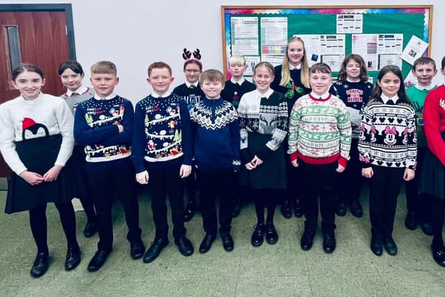 Skegness Grammar School students on Christmas Jumper Day.