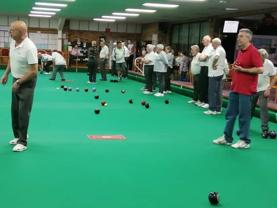 Action on a busy night in Division One at Boston Indoor Bowls Club.
